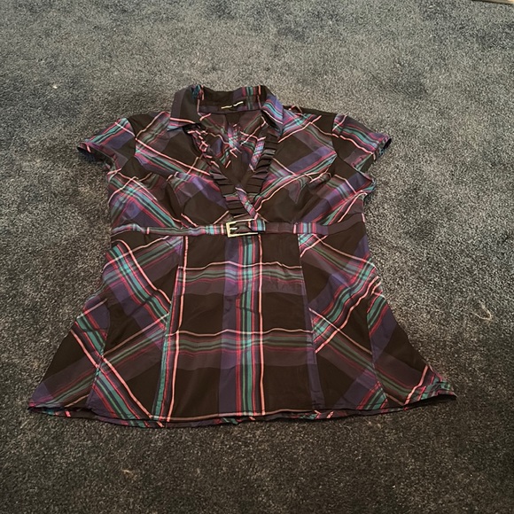 Express Tops - Express Purple plaid blouse L